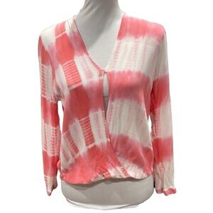 Kori Tie Dye Surplice Bust Ling Sleeve Top SZ S